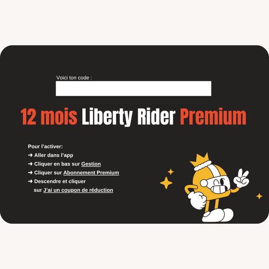 Carte-cadeau 12 MOIS - Abonnement annuel Liberty Rider Premium