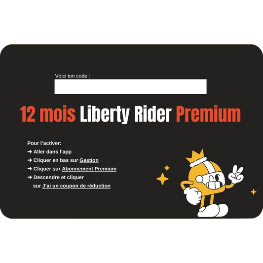 Carte-cadeau 12 MOIS - Abonnement annuel Liberty Rider Premium